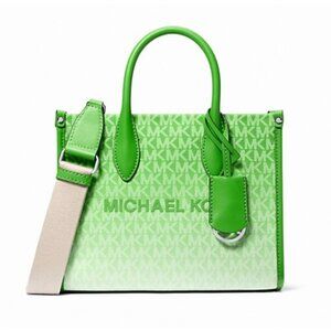 New Michael Kors Mirella Small Ombré Signature Logo Crossbody Bag Jungle Green